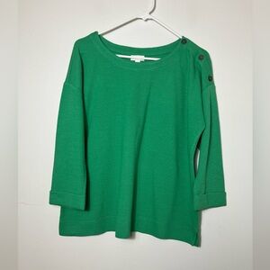 J‎ Jill Pullover Sweater Sz M Kelly Green 3/4 Sleeve Comfort Classic Cotton